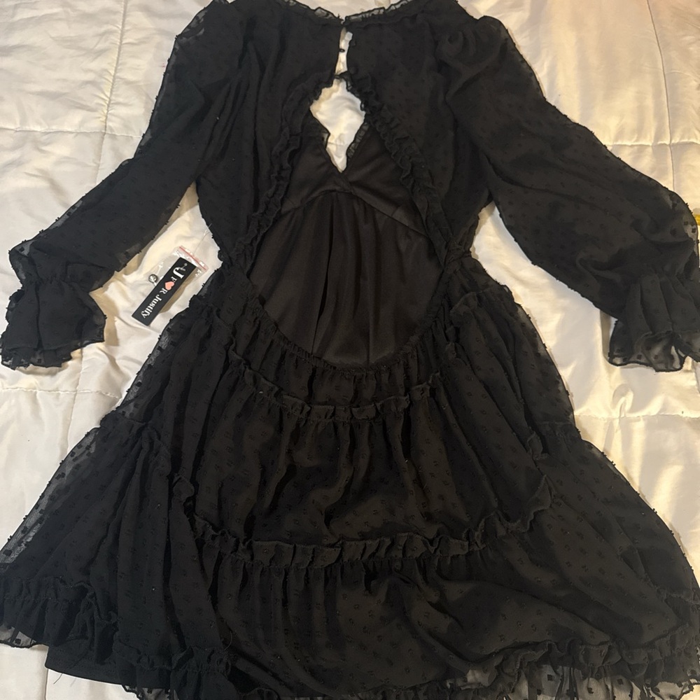 Justify Black Backless Ruffle Dress
